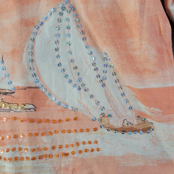 Take Two Women Top L Orange Lighthouse Sailboat‎ Graphic Coastal Nautical Vibe - Picture 5 of 7